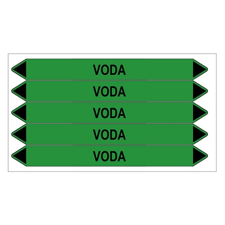 Značení potrubí, voda,5 ks, 150 × 12 mm